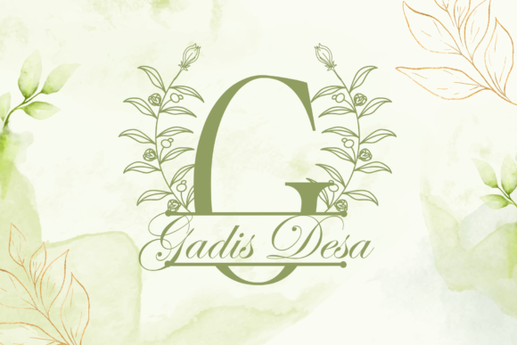 Garden Leaves Line Monogram Font PNG with transparent background - Preview 1