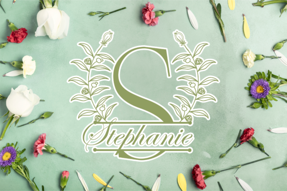 Garden Leaves Line Monogram Font PNG with transparent background - Preview 2