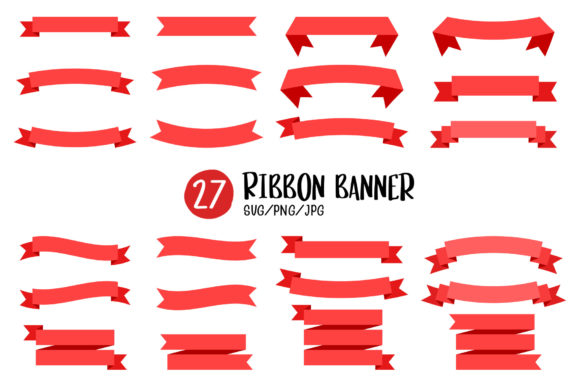 Red Ribbon Banner with Space for Text.