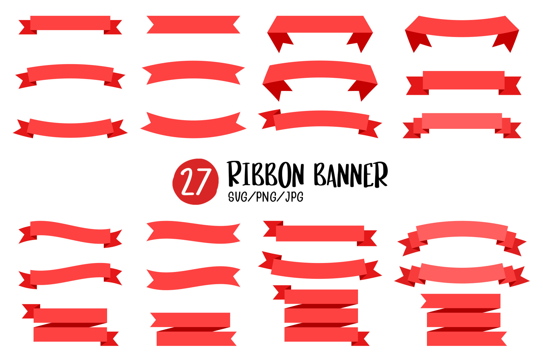 Red Ribbon Banner with Space for Text.