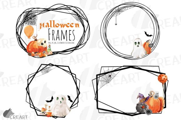 Scary Halloween Greetings Black Frames