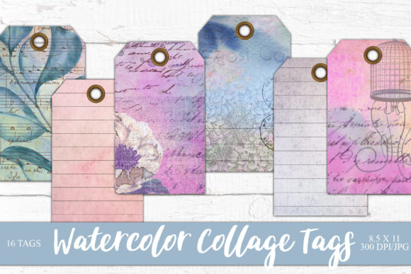 Watercolor Collage Gift Tags