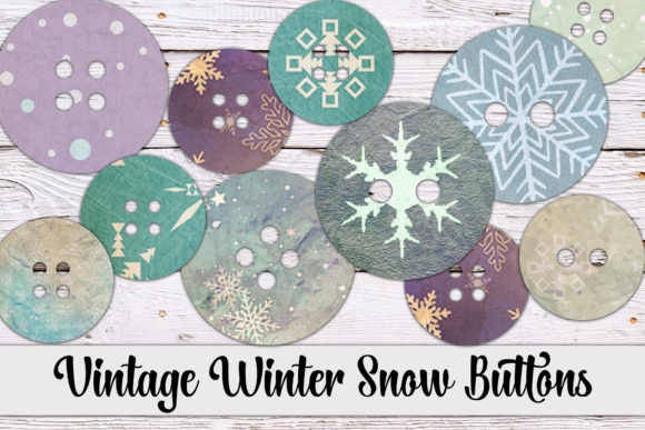 Winter Grunge Snowflake Buttons