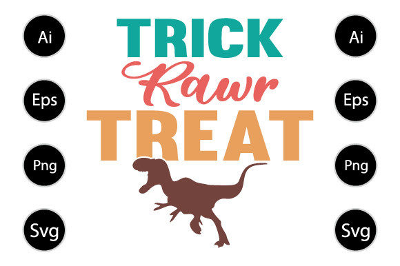 Trick Rawr Treat Typography T Shirt