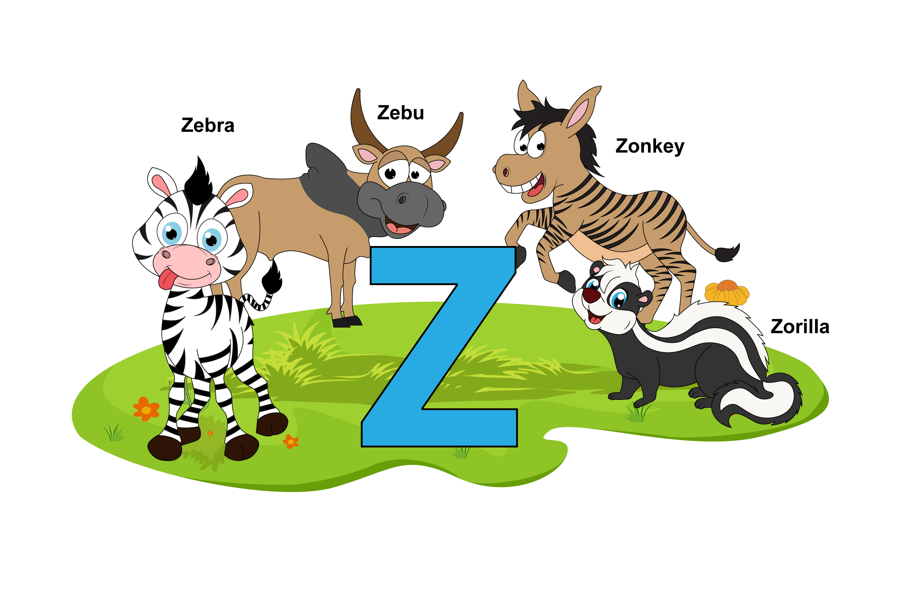 Cute Animal Name with Alphabet Letter Z Gráfico por curutdesign