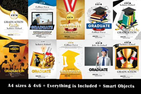 Graduation Announcement 10 Flyers Bundle Grafik Druck-Vorlagen Von Leza Sam