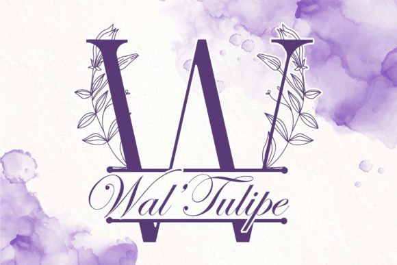 Lily Buds Line Monogram Font PNG with transparent background - Preview 1
