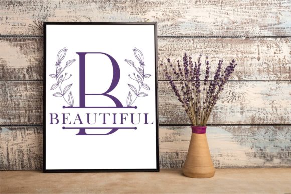 Lily Buds Line Monogram Font PNG with transparent background - Preview 2