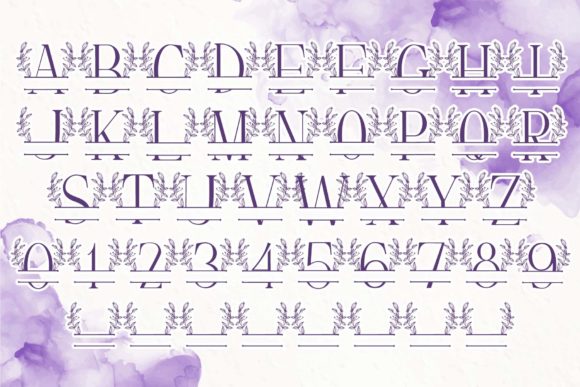 Lily Buds Line Monogram Font PNG with transparent background - Preview 3