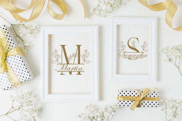 Petite Buds Line Monogram Font PNG with transparent background - Preview 2