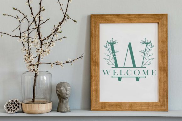 Secret Leaves Line Monogram Font PNG with transparent background - Preview 2
