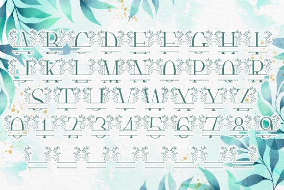 Secret Leaves Line Monogram Font PNG with transparent background - Preview 3