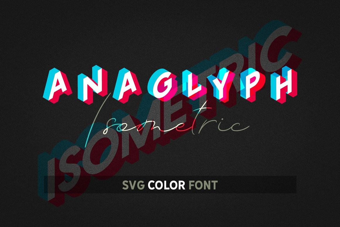 Anaglyph Isometric preview, retro psychedelic isometric