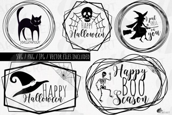 Halloween Greetings Black Wire Frames.
