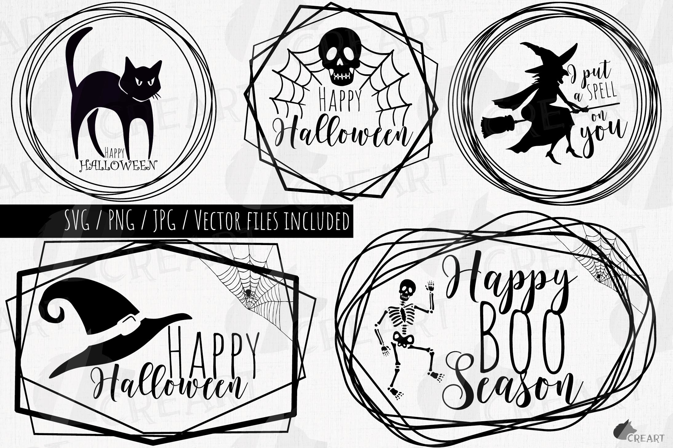 Halloween Greetings Black Wire Frames.