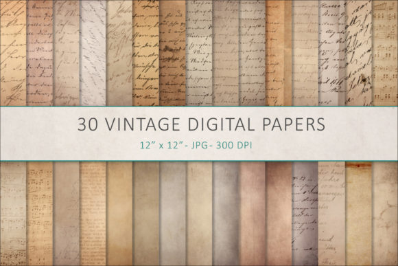 Vintage Digital Paper, Old Paper Texture Graphic Textures By AS Digitale