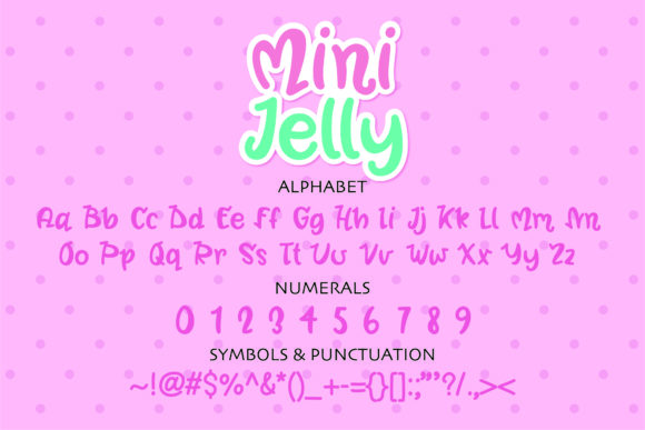 Mini Jelly Font PNG with transparent background - Preview 1