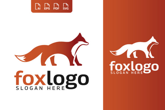 Fox Silhouette in Orange Color Logo Gráfico Logos Por Nuriyanto51