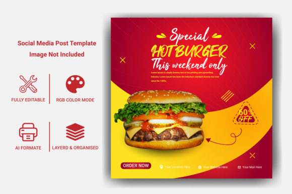 Preview of Food Menu and Restaurant Social Media food social media design template