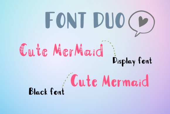 Cute Mermaid Font PNG with transparent background - Preview 2