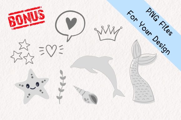 Cute Mermaid Font PNG with transparent background - Preview 4