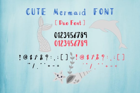Cute Mermaid Font PNG with transparent background - Preview 6