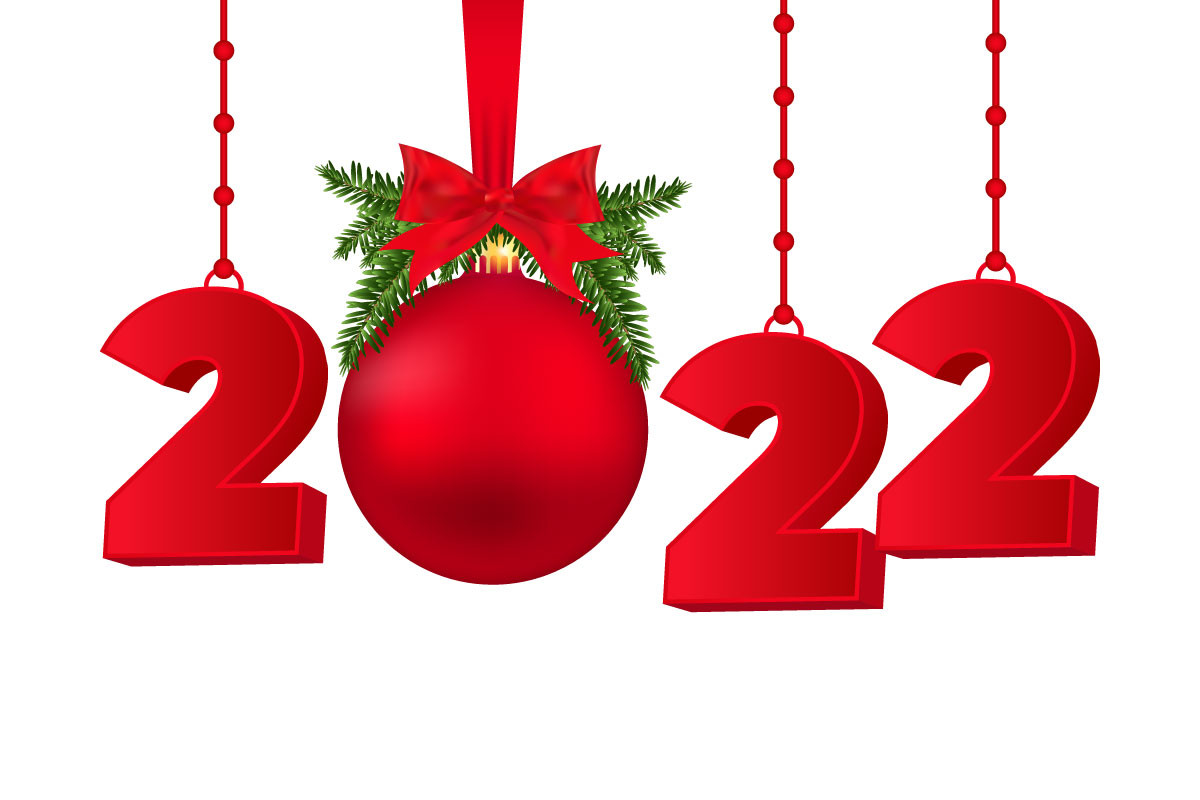 2022 Happy New Year with Red Ball, Leaf Graphic by iftikharalam ...