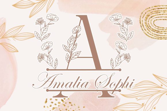 Flower Bloom Line Monogram Font - Preview 1