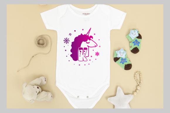 Monogram Winter Unicorn Font PNG with transparent background - Preview 3
