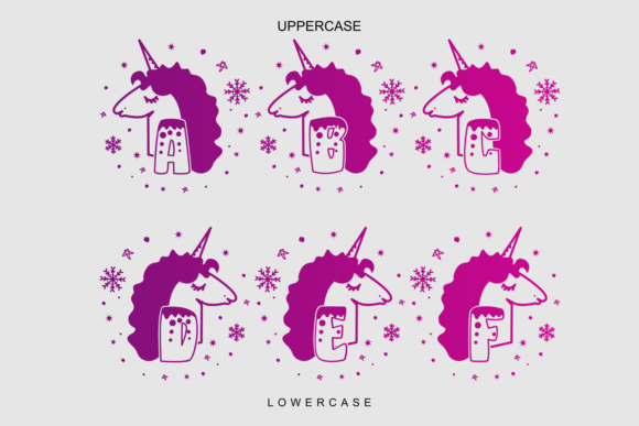 Monogram Winter Unicorn Font PNG with transparent background - Preview 4