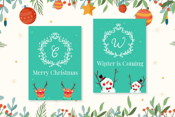 Nona Christmas Monogram Font PNG with transparent background - Preview 1