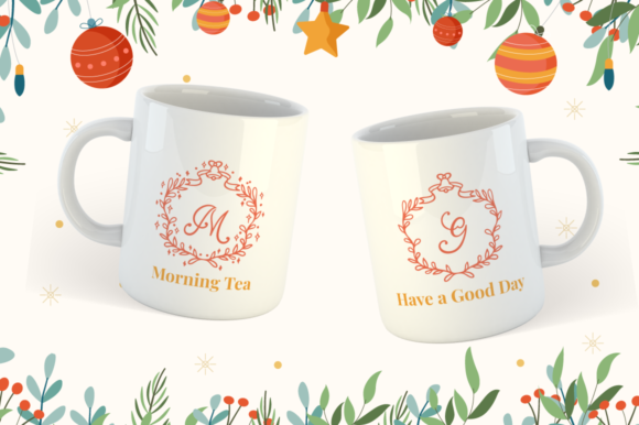 Nona Christmas Monogram Font PNG with transparent background - Preview 2