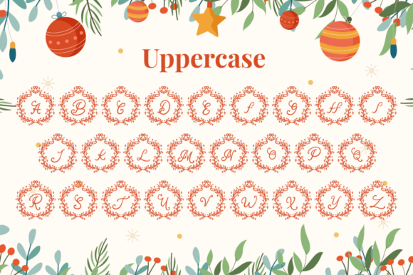 Nona Christmas Monogram Font PNG with transparent background - Preview 3