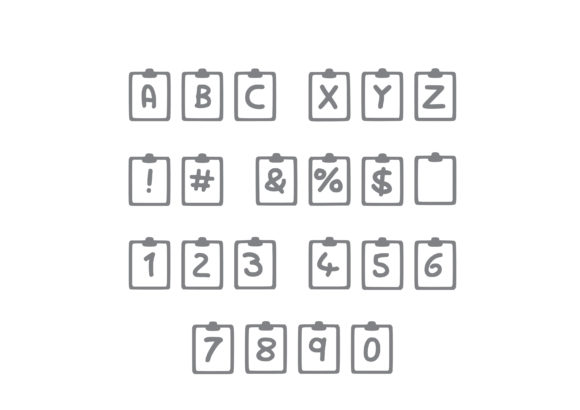 Play Clipboard Font PNG with transparent background - Preview 1