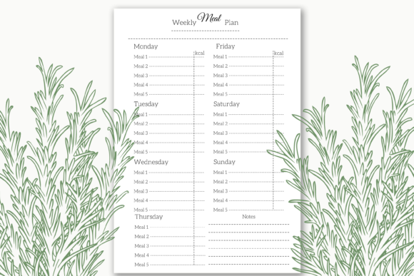 Weight Loss Weekly Meal Tracker Template