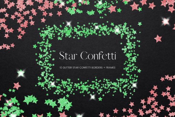 Christmas Star Confetti Frames Graphic Illustrations By Pixafied