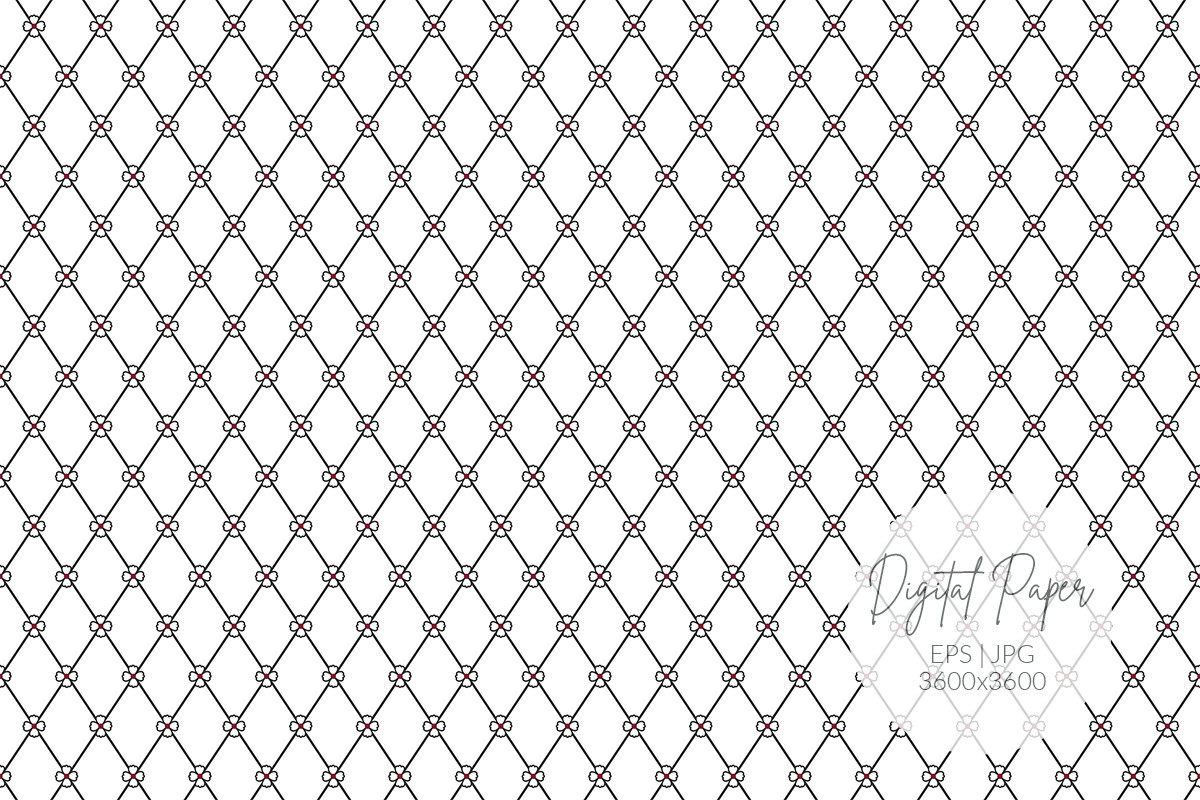 Diamond Grid with Flower Pattern Graphic by IkkiloDesign 