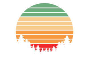 Retro Vintage Sunset Tree Clipart Graphic by Arman Design · Creative ...