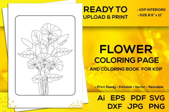 Flower Coloring Page & Coloring Book Kdp Graphic by TeamlancerBD ...