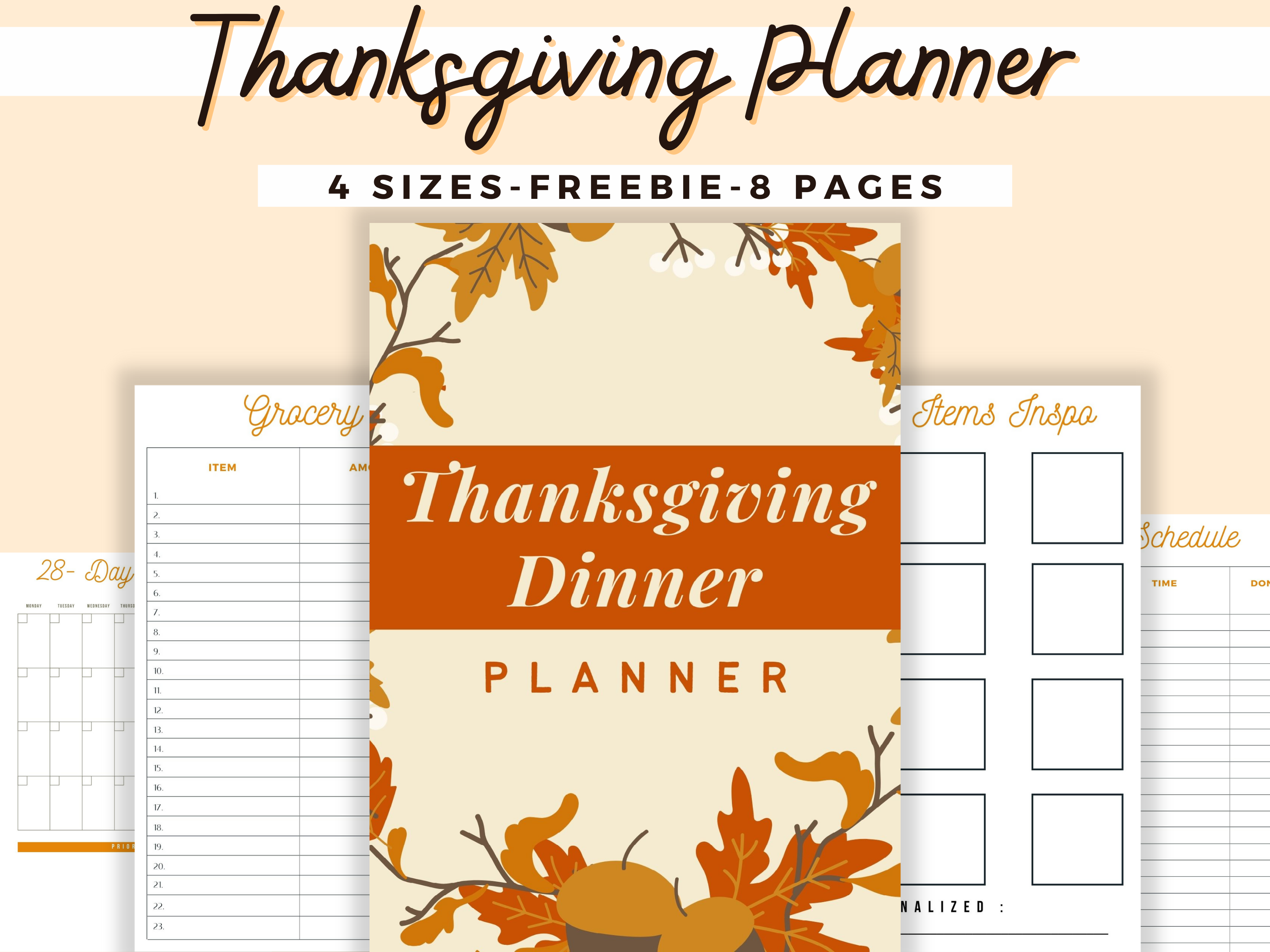 Thanksgiving Planner Thanksgiving Meal