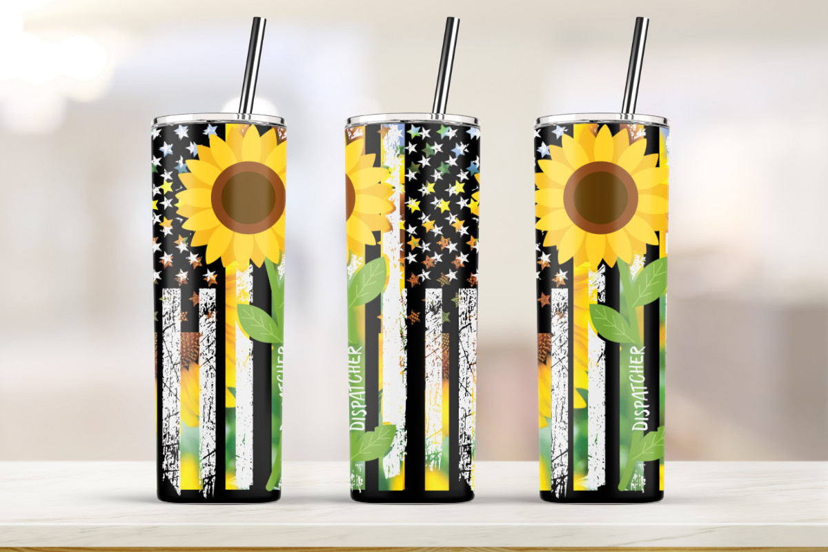 USA Firefighter Sunflower 20oz Skinny Graphic by LinDesign · Creative ...