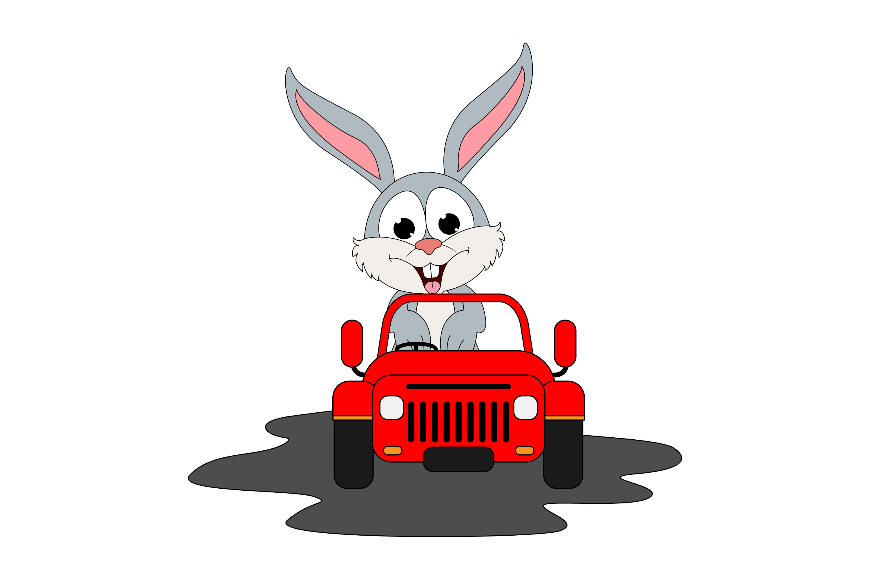 Cute Rabbit Cartoon Ride Car Graphic by CacingTanahDesign · Creative ...