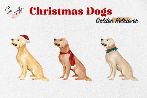 Watercolor Golden Retriever Dog Graphic Illustrations By Su Digital Art