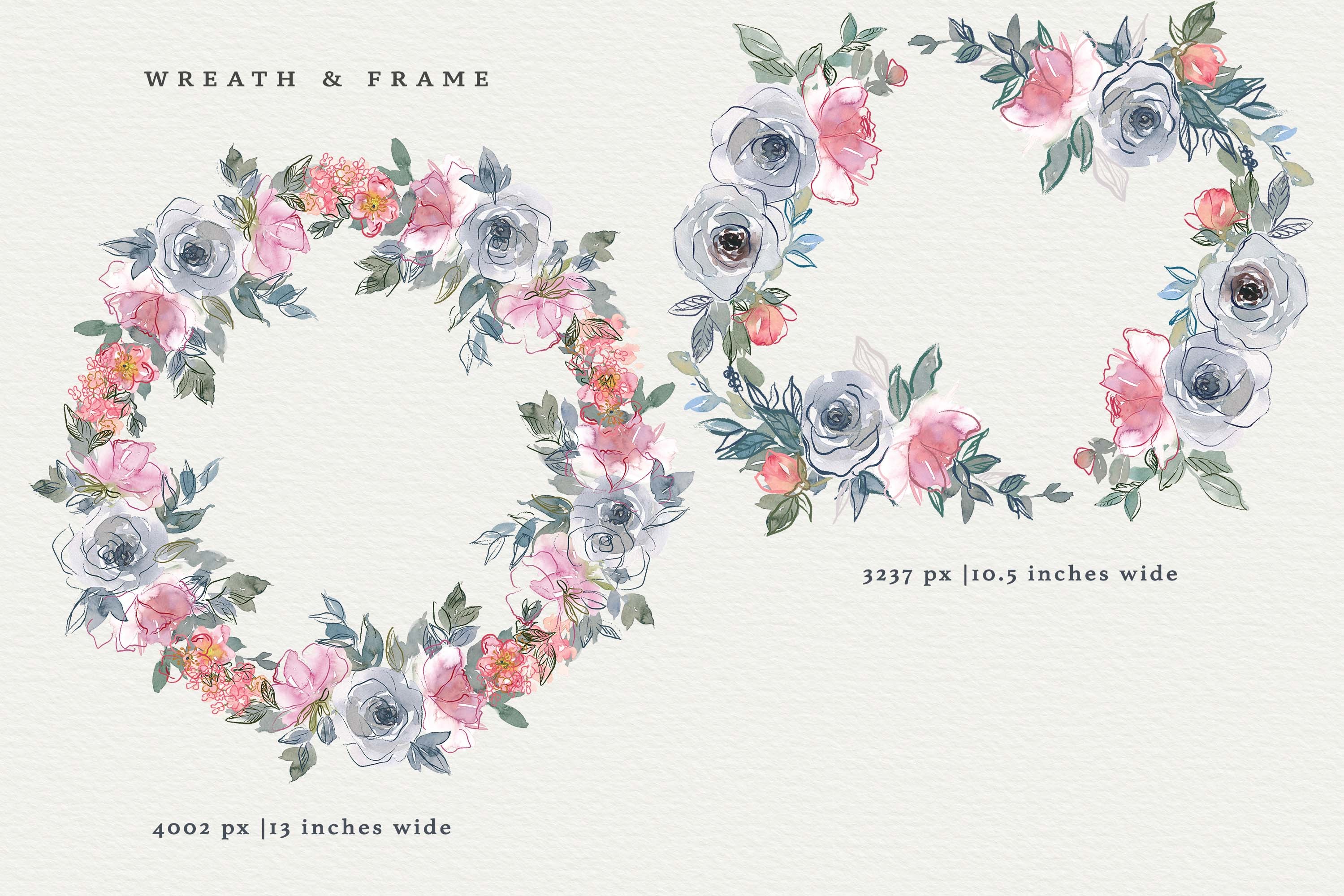 Blush & Dusty Blue Watercolor Florals - photo 4