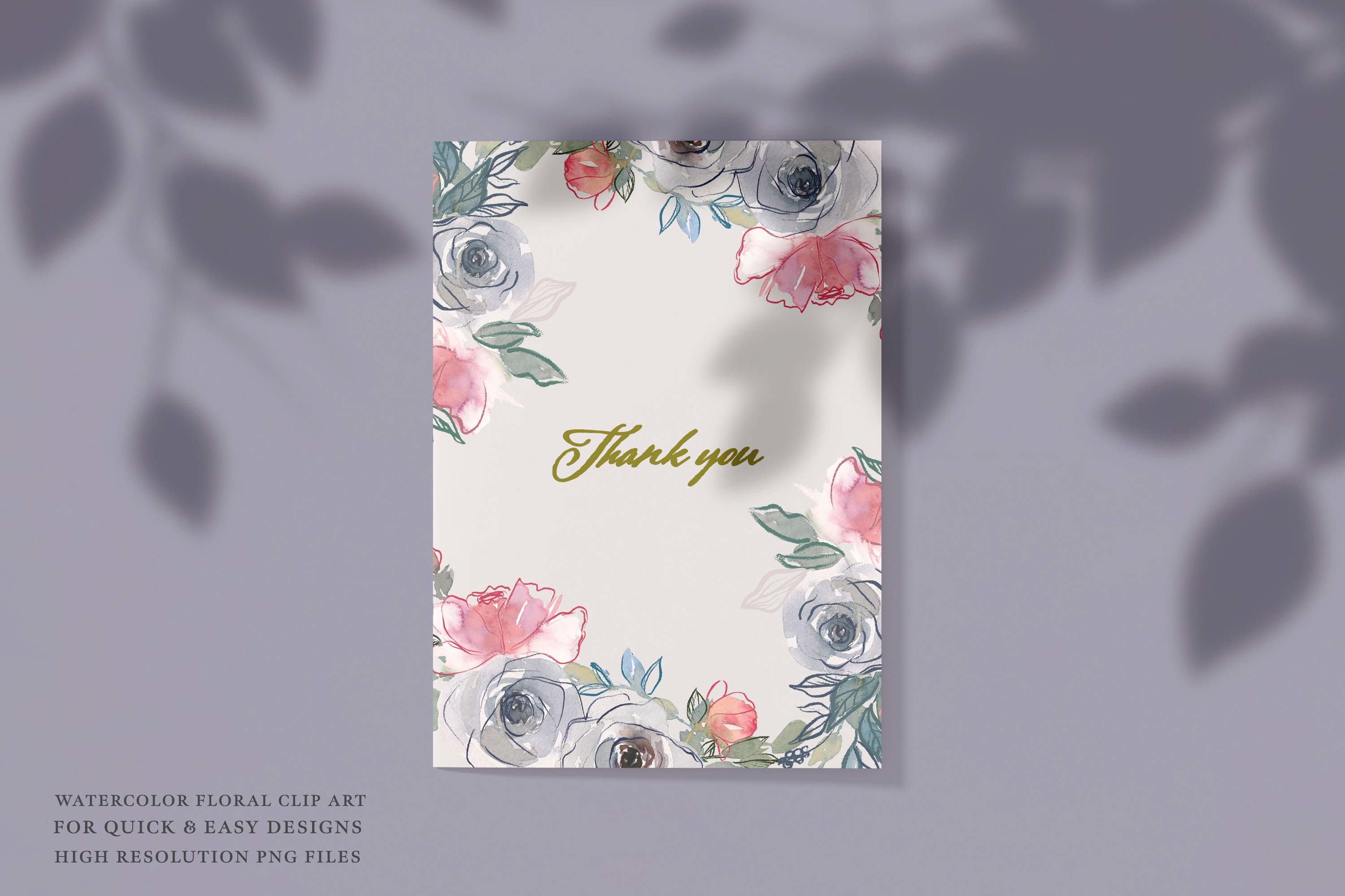 Blush & Dusty Blue Watercolor Florals - photo 6