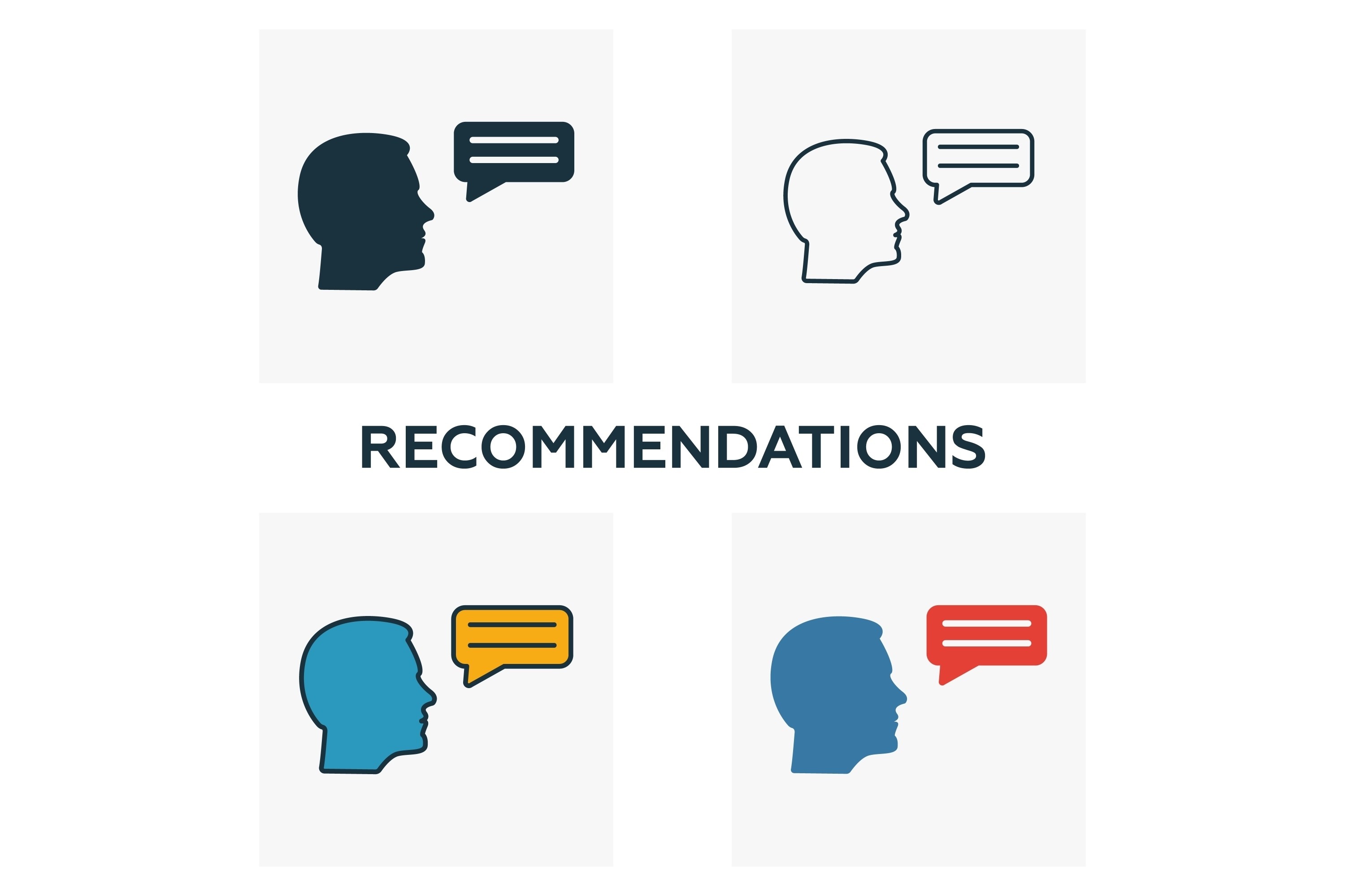Recommendations Icon Set Graphic by aimagenarium · Creative Fabrica