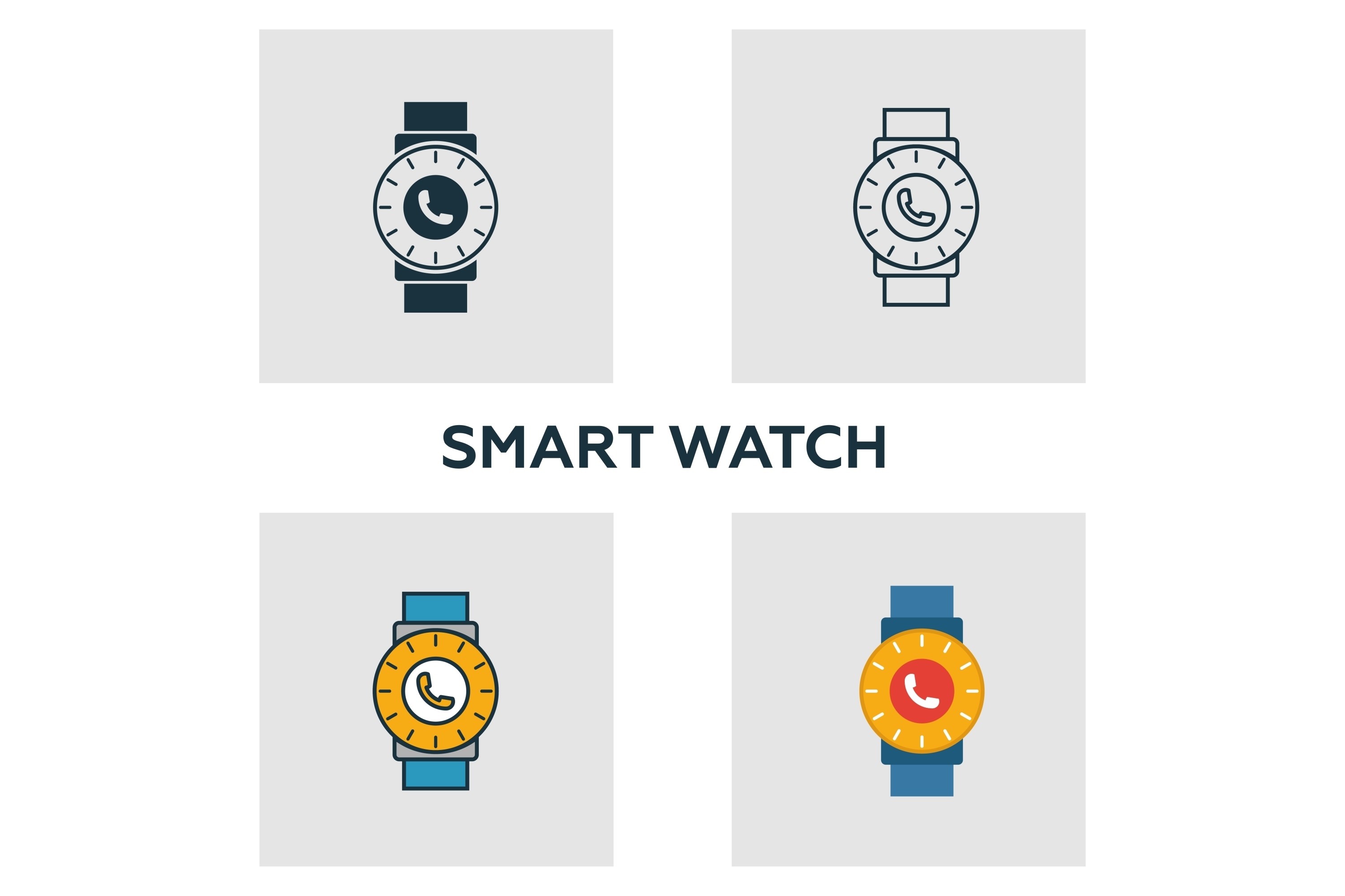 Smart Watch Icon Set Graphic by aimagenarium · Creative Fabrica
