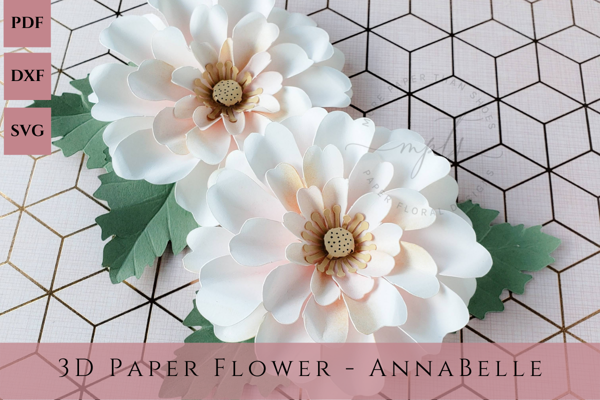 AnnaBelle 3D Paper Flower SVG Template Cricut beginner small flower décor