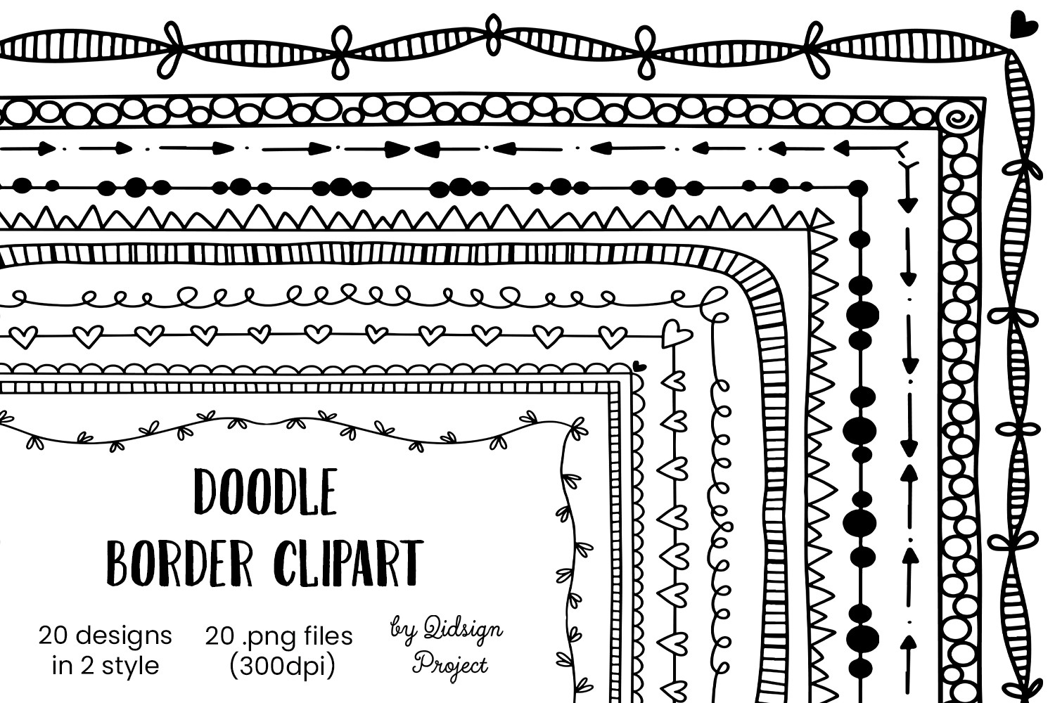 20 Hand Drawn Digital Border