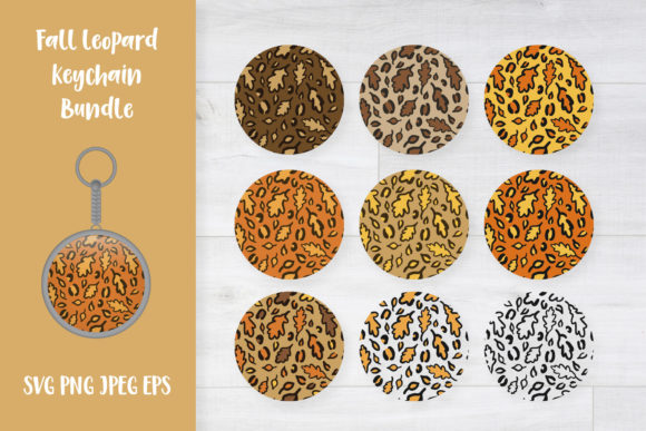 Fall Leaves Leopard Keychain Bundle Graphic Crafts By LaBelezoka